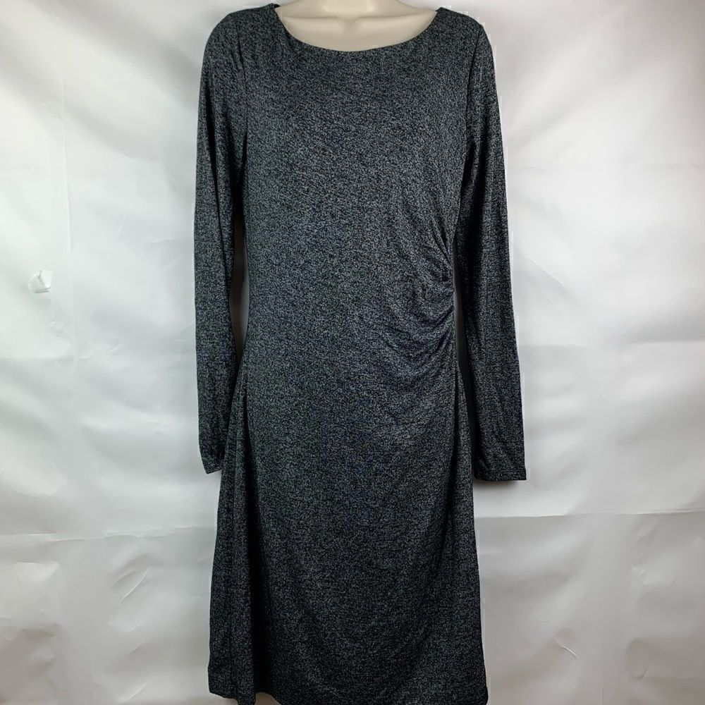 Loft Marled Black long sleeve knit dress